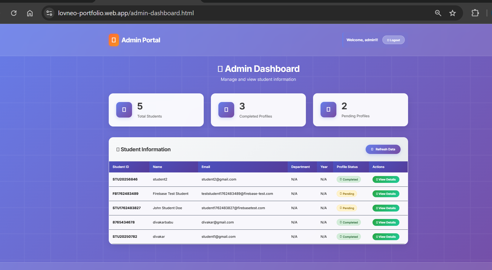 Student Portal Dashboard